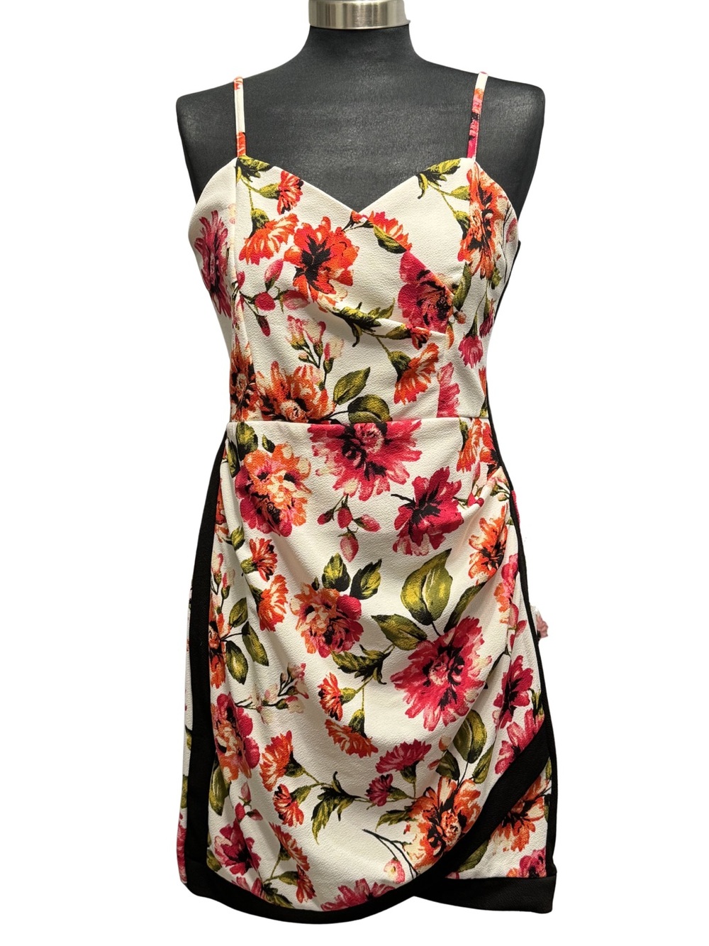 Almost Famous Floral Ruched Mini Dress NWT XL Spaghetti Strap Party Dress